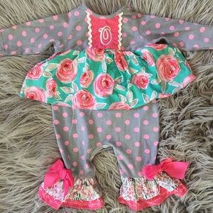 Ricrac & Ruffles floral romper
